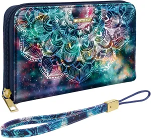 Large Capacity Wallets for Women RFID Blocking Leather Zip Around Phone Purse Ladies Travel Credit Card Clutch with Wristlet, Mandala