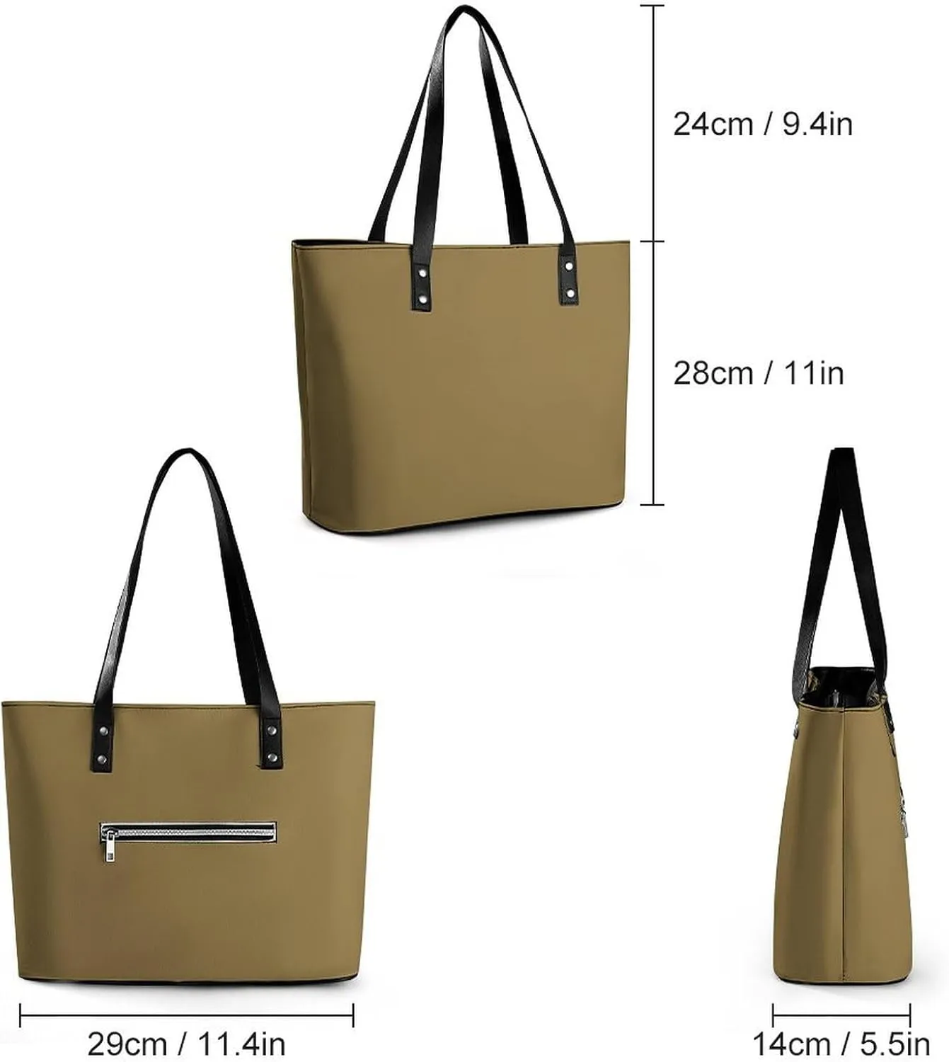 Large Casual Soft Leather Purse Fashion Hobo Handbags Tote Bag With Zipper