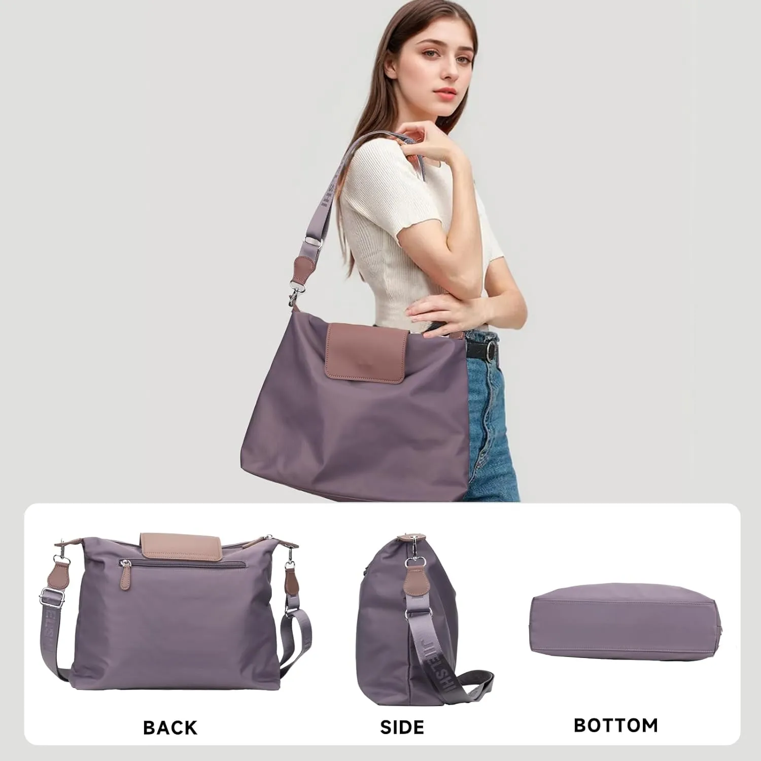 Large Crossbody Bag for Women Fabric Nylon Casual Commuter Bag Trendy Fashion Hobo Shoulder Bag Ladies Travel Handbag