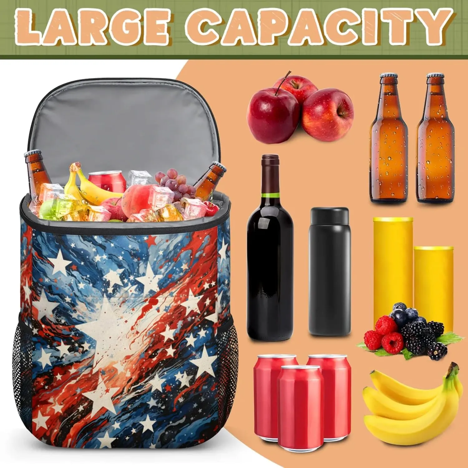 Large Insulated Cooler Backpack, Leak Proof Backpack 30 Cans, Cooler Bag for 12h Hot/Cold Retention