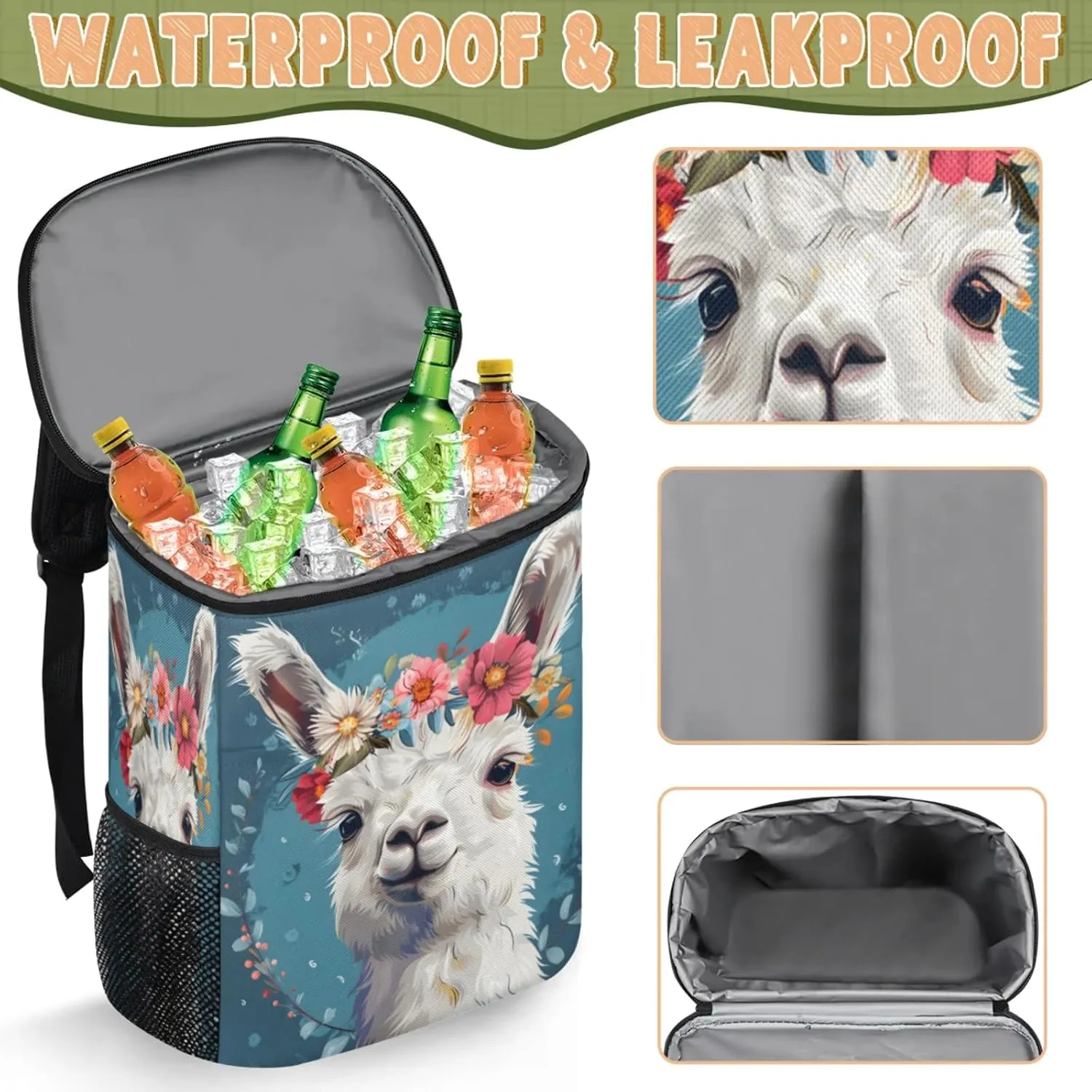 Large Insulated Cooler Backpack, Leak Proof Backpack 30 Cans, Cooler Bag for 12h Hot/Cold Retention