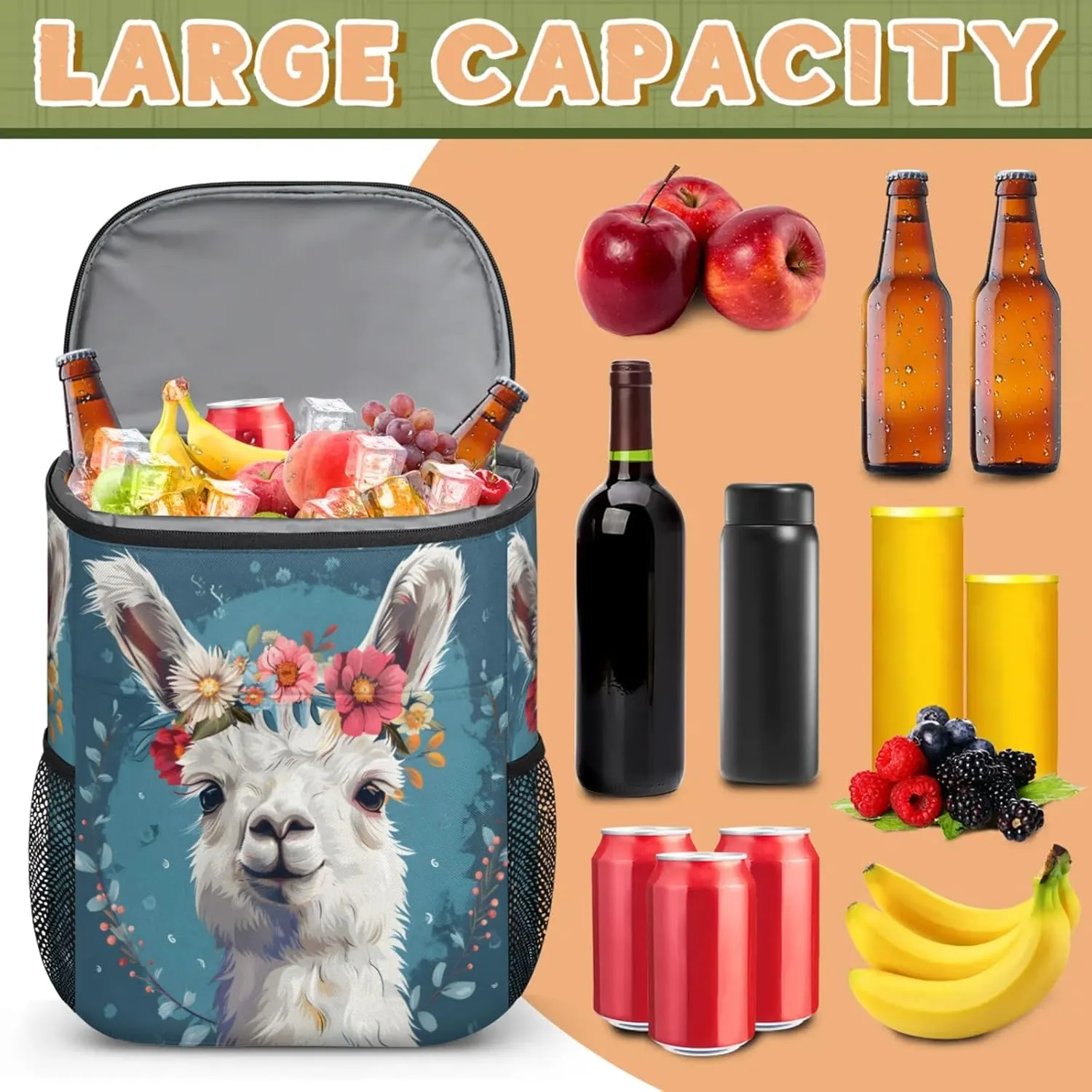 Large Insulated Cooler Backpack, Leak Proof Backpack 30 Cans, Cooler Bag for 12h Hot/Cold Retention