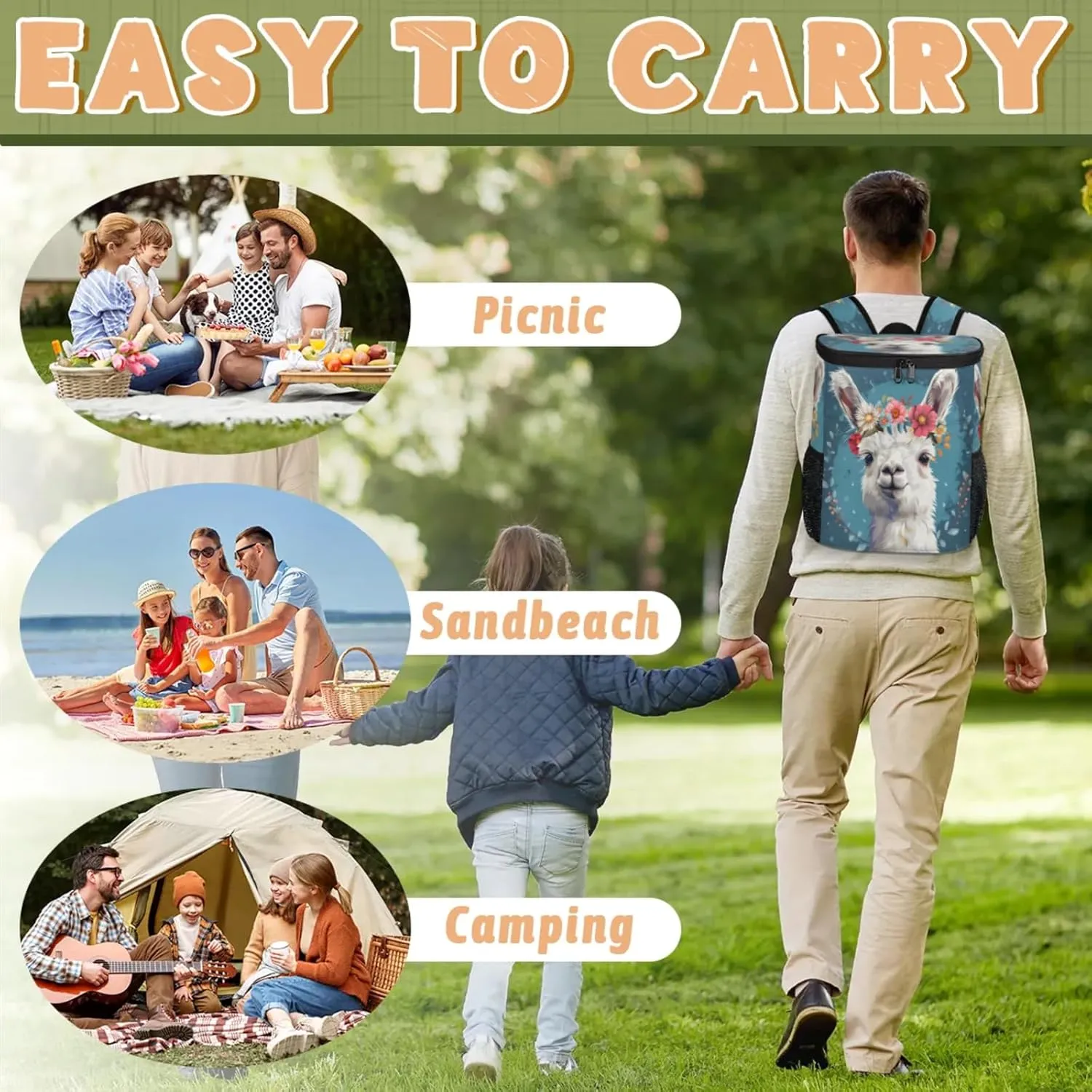 Large Insulated Cooler Backpack, Leak Proof Backpack 30 Cans, Cooler Bag for 12h Hot/Cold Retention