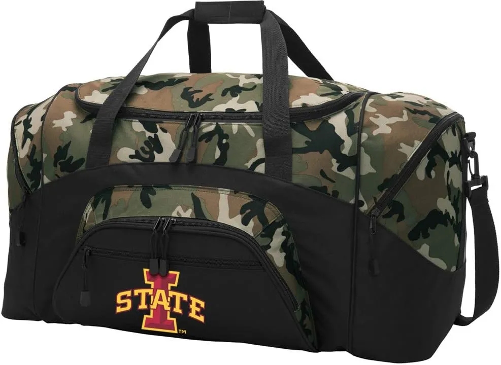 LARGE ISU Cyclones Duffel Bag Iowa State Suitcase or Gym Bag For Men Or Her (Camo)