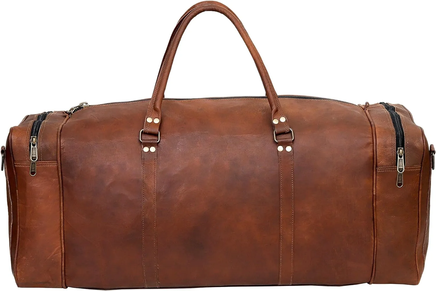 Large Leather 32 Inch Luggage Handmade Duffel Bag Carryall Weekender Travel Overnight Gym Sports Carry On For Men And Women (32 inch)