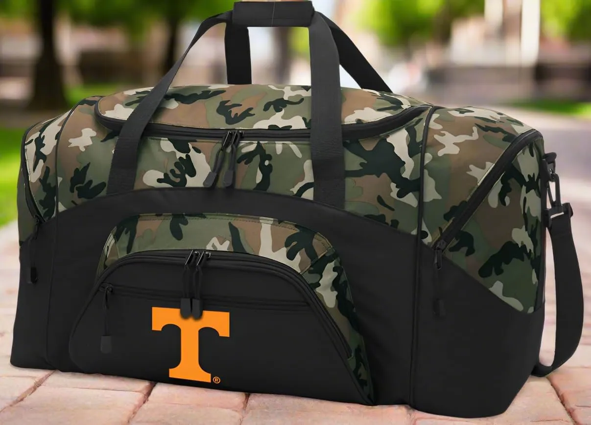 LARGE Tennessee Vols Duffel Bag University of Tennessee Suitcase or Gym Bag For Men Or Her (Camo)