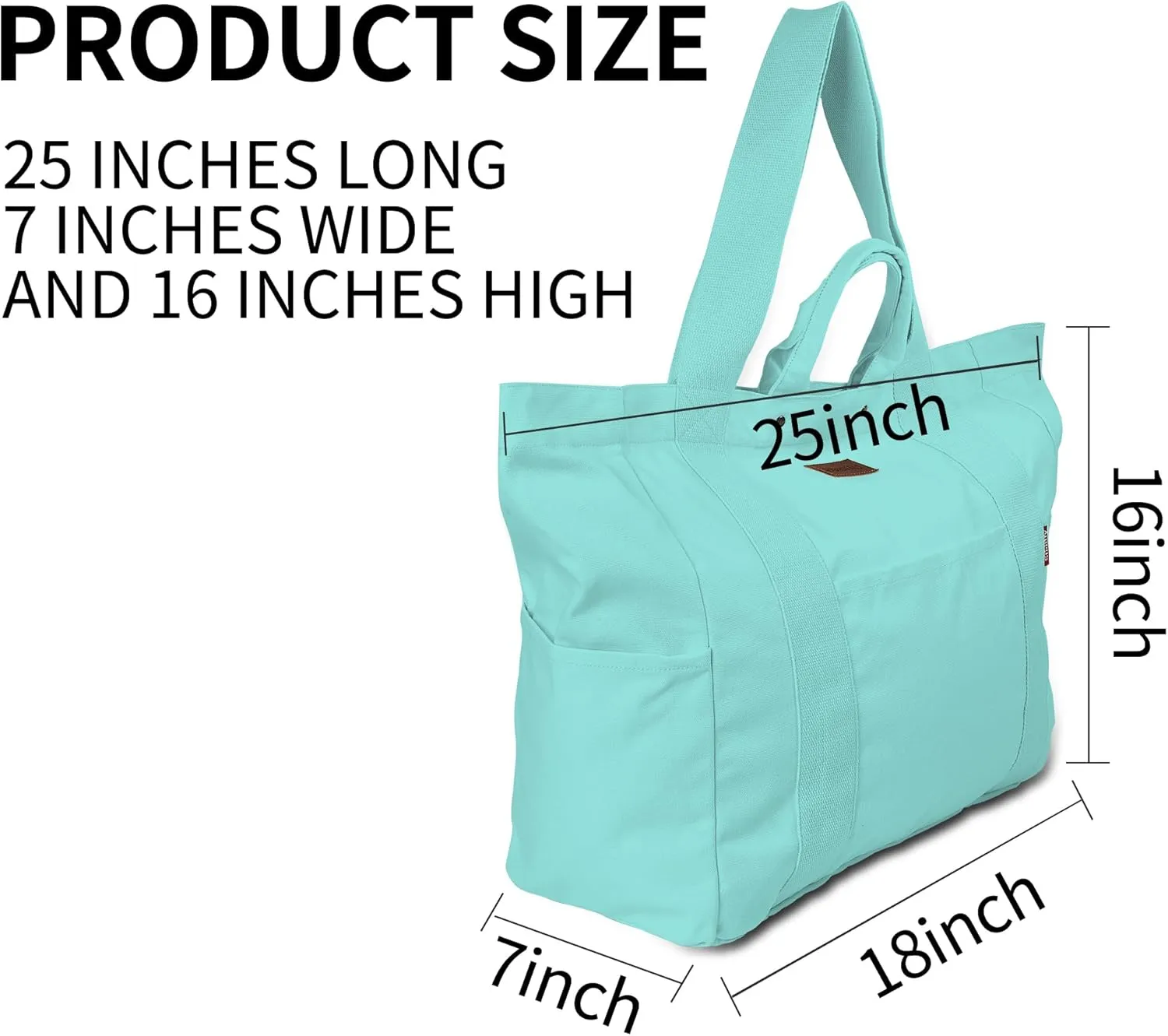 Large Tote Bag, Everything Bag, Heavy Duty Canvas, Full-Size Zipper, Reusable, Suitable for DIY, Natural Cotton.