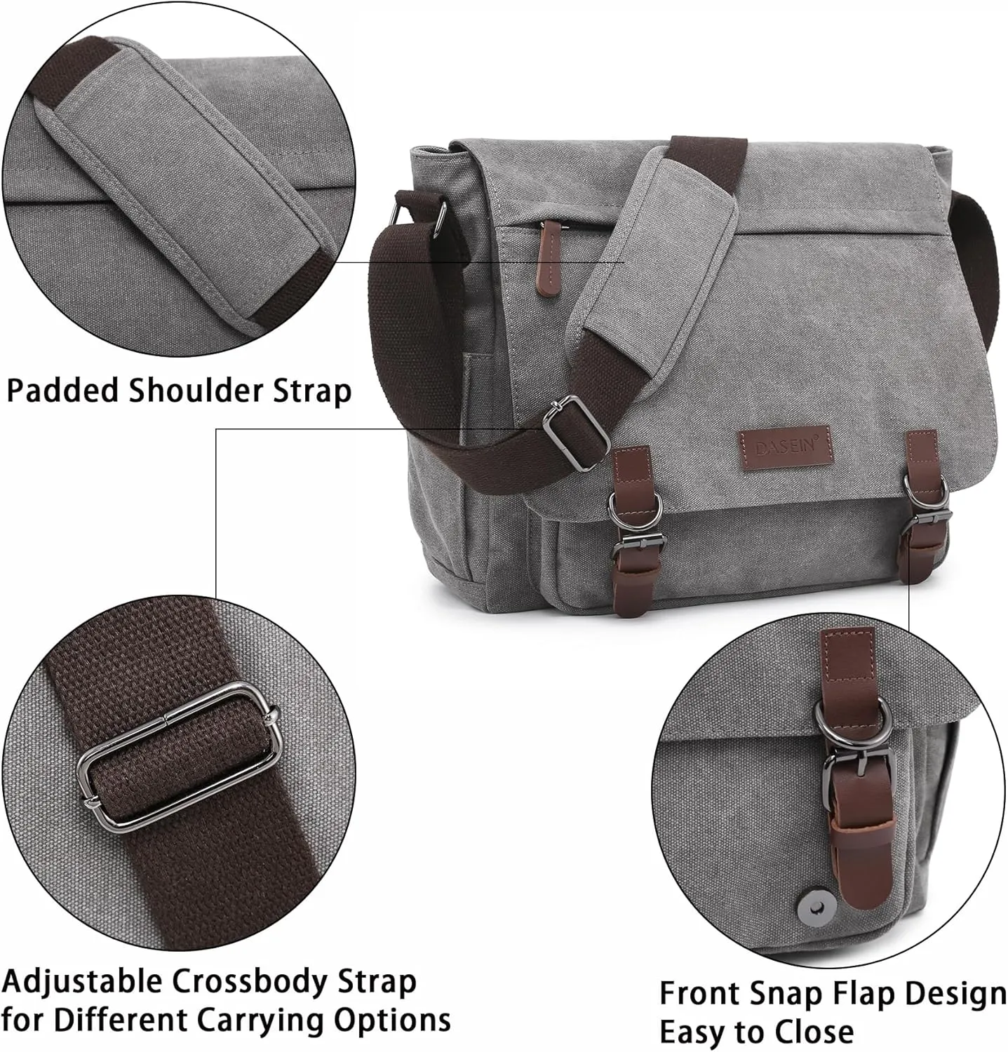 Large Vintage Canvas Messenger Shoulder Bag Travel Crossbody Purse Briefcase Business Bag for 15inch Laptop