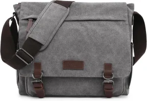 Large Vintage Canvas Messenger Shoulder Bag Travel Crossbody Purse Briefcase Business Bag for 15inch Laptop