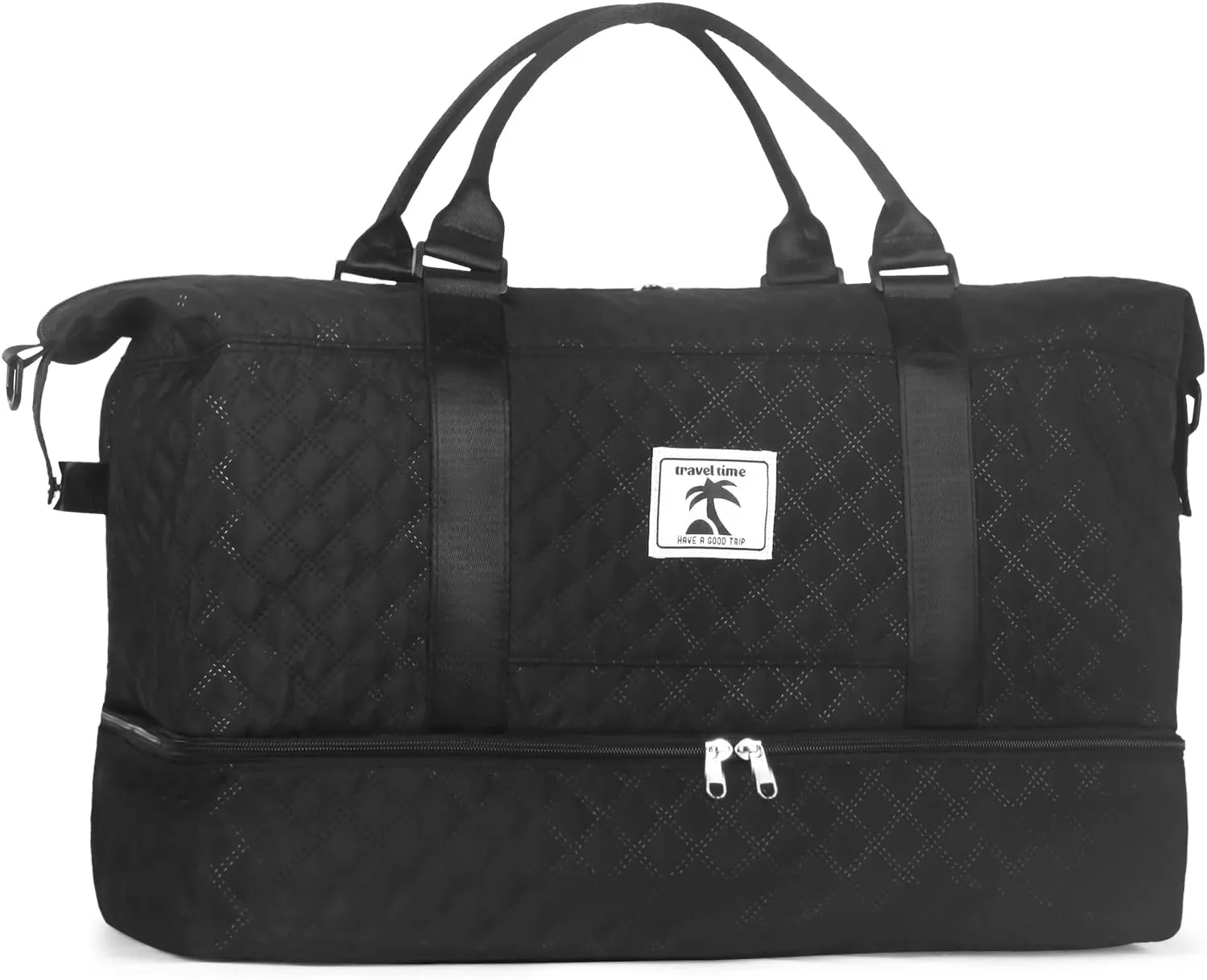 Large Weekender Bags for Women Travel - Womens travel bag with Wet Pocket, Weekender Bag with Shoe Compartment, Carry On Duffle Bags for Airplanes, Waterproof Overnight Bags for Women Travel (black)