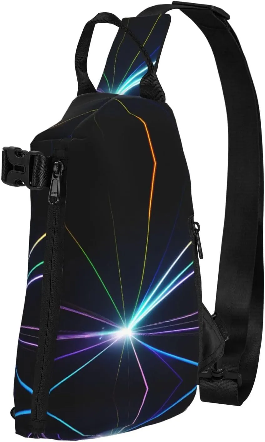 Laser Light Print Crossbody Backpack Casual Adjustable Bag Multifunctional Sling Backpack