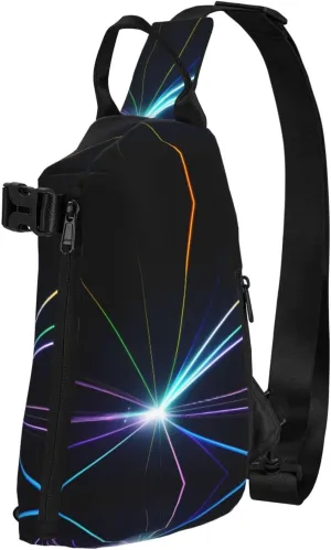 Laser Light Print Crossbody Backpack Casual Adjustable Bag Multifunctional Sling Backpack