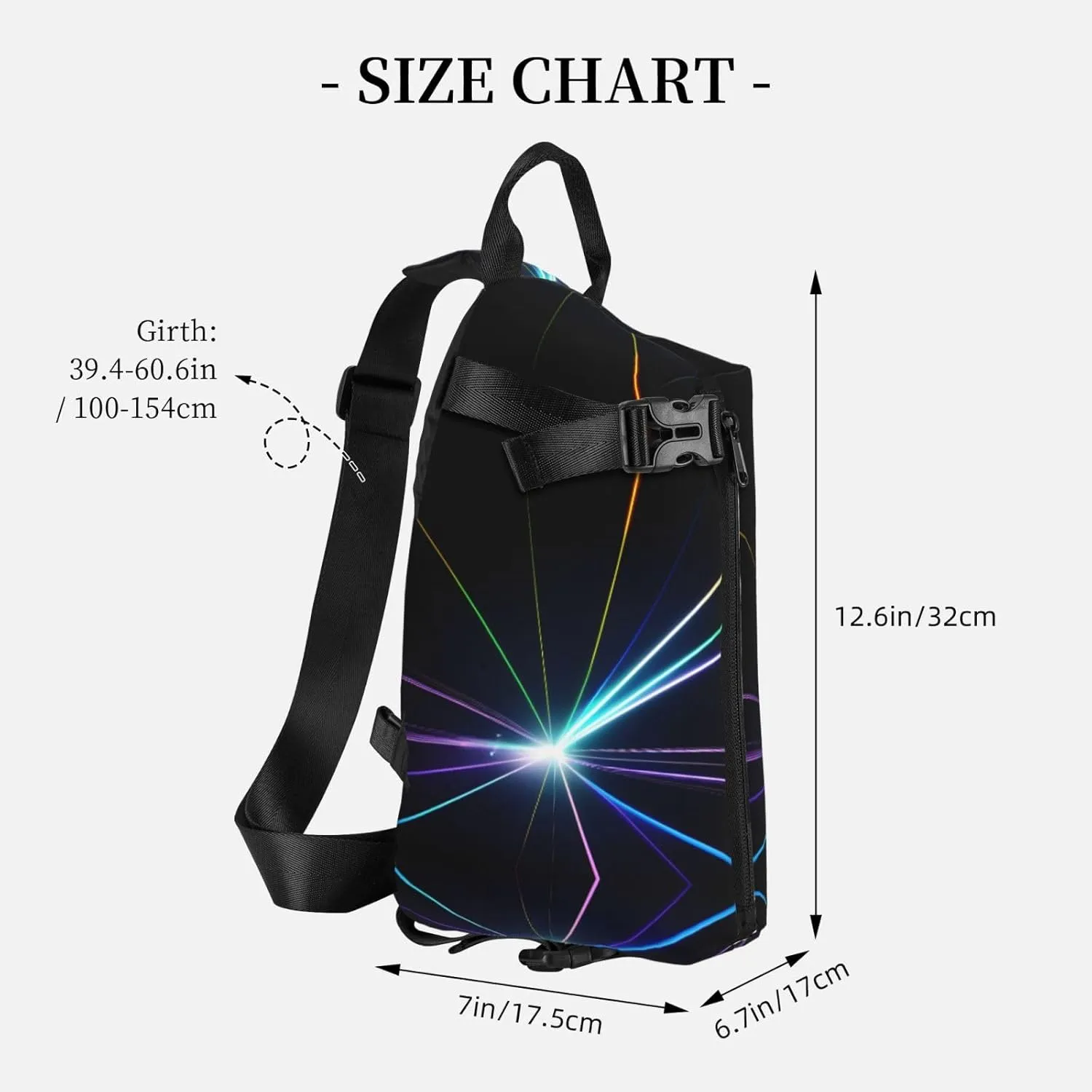 Laser Light Print Crossbody Backpack Casual Adjustable Bag Multifunctional Sling Backpack