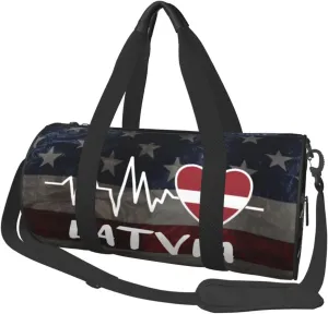Latvia Heartbeat Duffel Bag Gym Bag Travel Sports Tote Large Foldable Beach Swim Yoga4