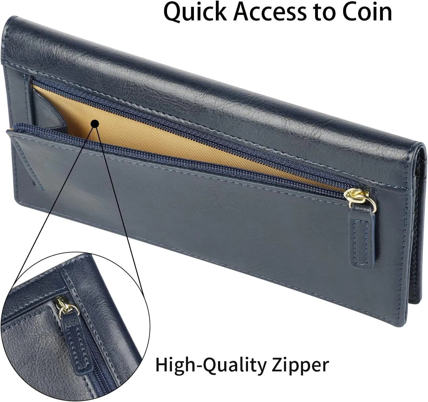 Lavemi Ultra Slim Thin Leather Women Wallet RFID Blocking Credit Card Holder Bifold Long Ladies Billfold
