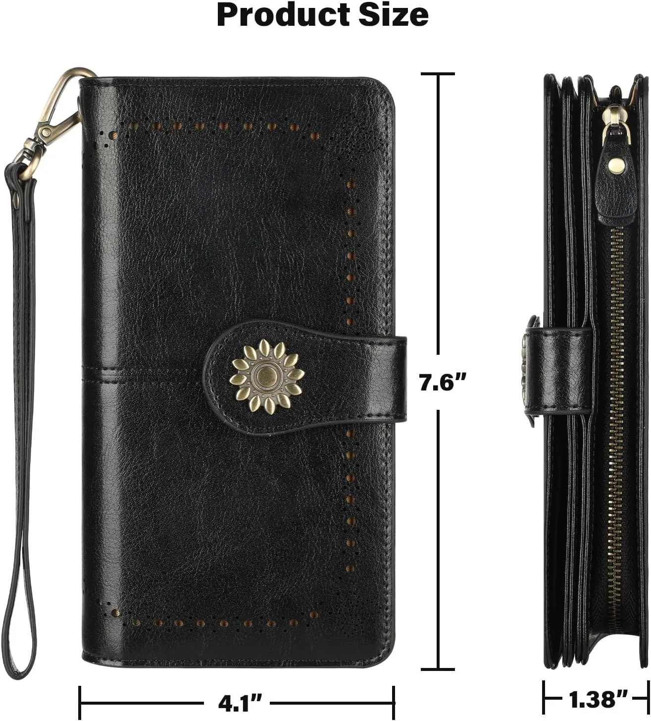 Lavemi Womens Large Capacity Genuine Leather RFID Blocking Wallets Wristlet Clutch Card Holder