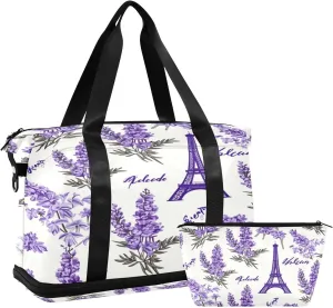 Lavender Pylons Travel Duffel Bag with Shoe Compartment Waterproof Sports Tote Gym Bag Beach Bag Women Men Travel Fitness Yoga Overnight Bag Wet Bag