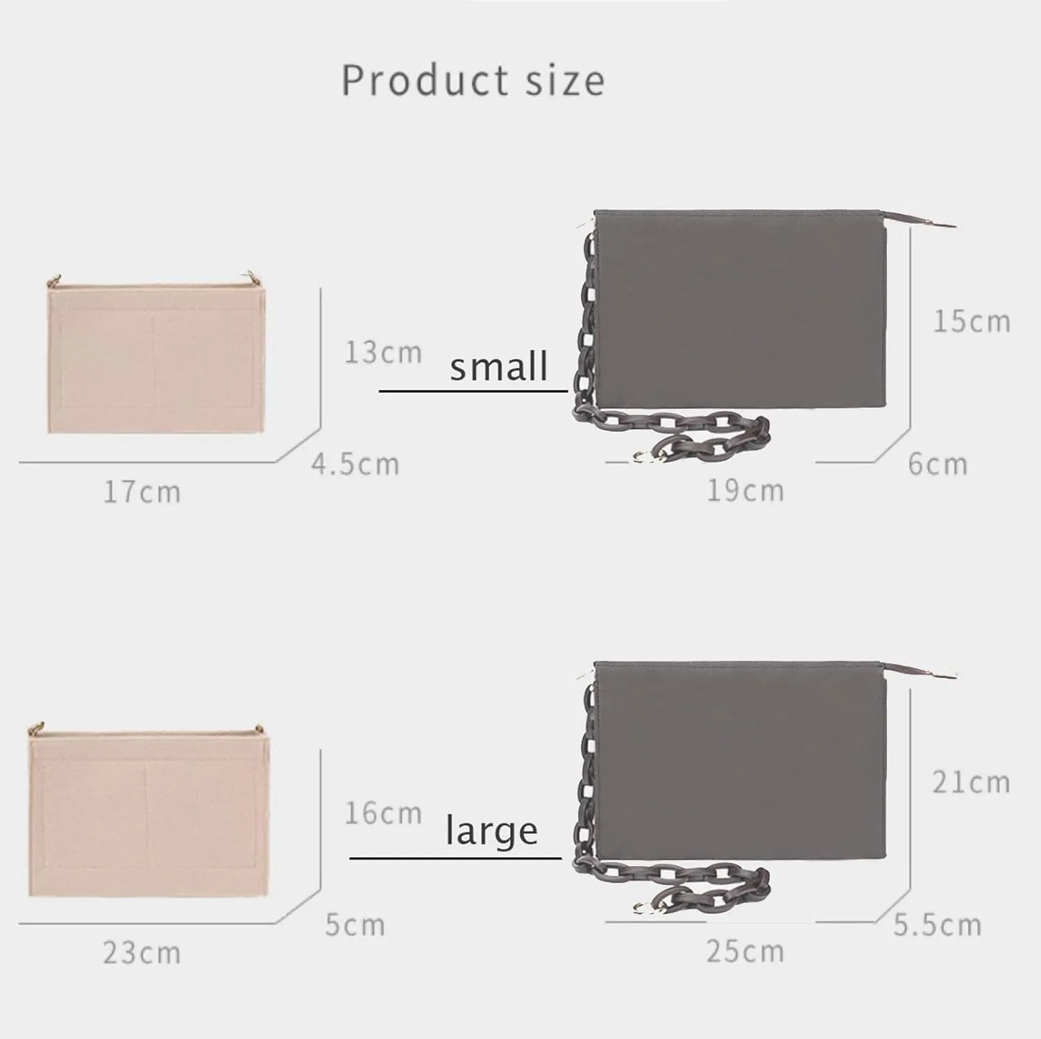 Lckaey Purse Organizer - bag Organizer Insert for 19 26 Renovation of washing bag 3076Beige-M
