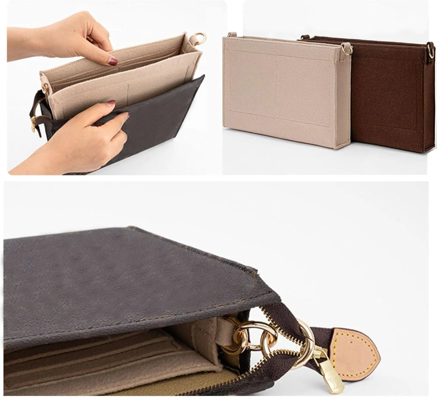Lckaey Purse Organizer - bag Organizer Insert for 19 26 Renovation of washing bag 3076Beige-M