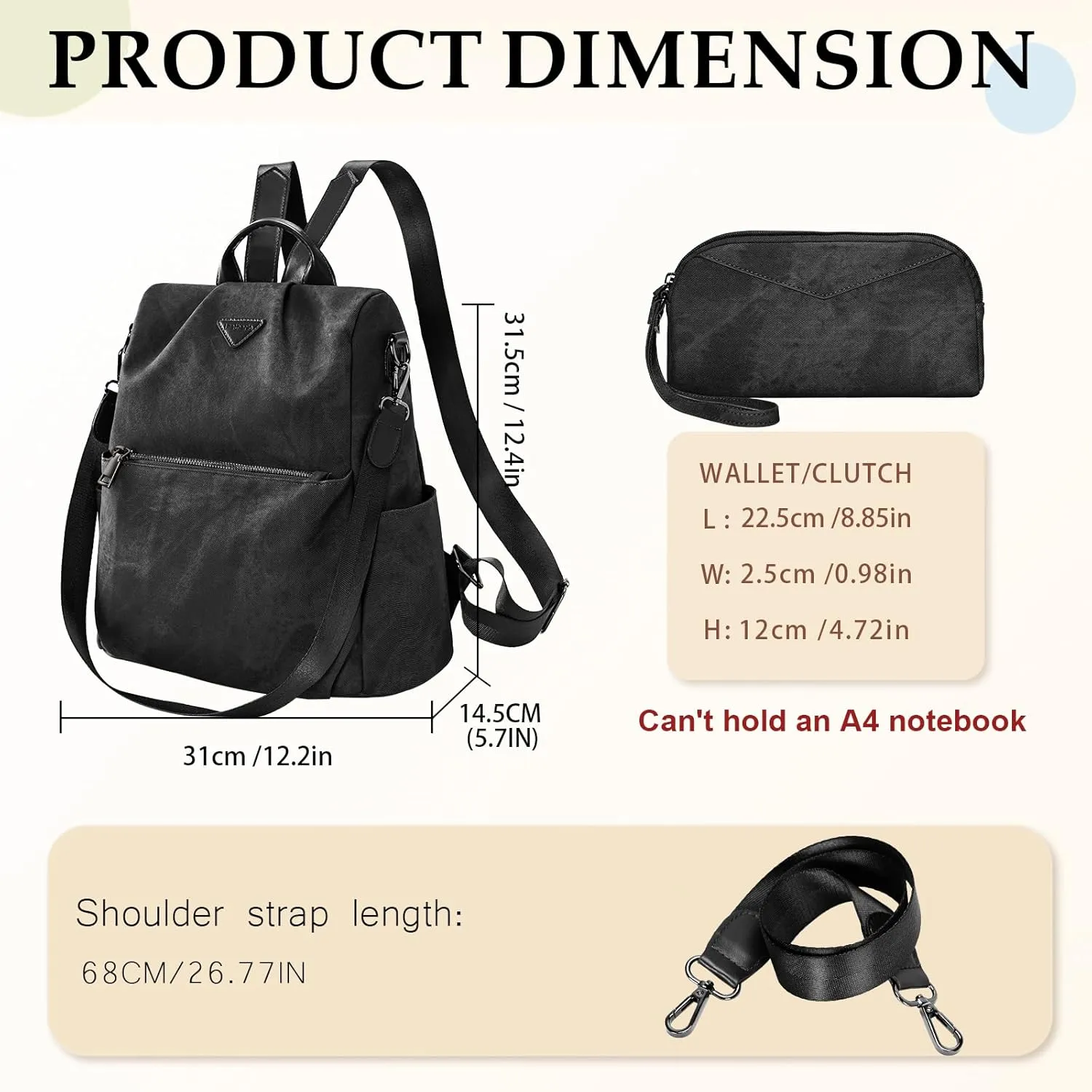 Leathario Women Backpack Purse Anti-Theft Vegan Leather Small Casual Daypack Shoulder Mini Bookbag for College Travel Work