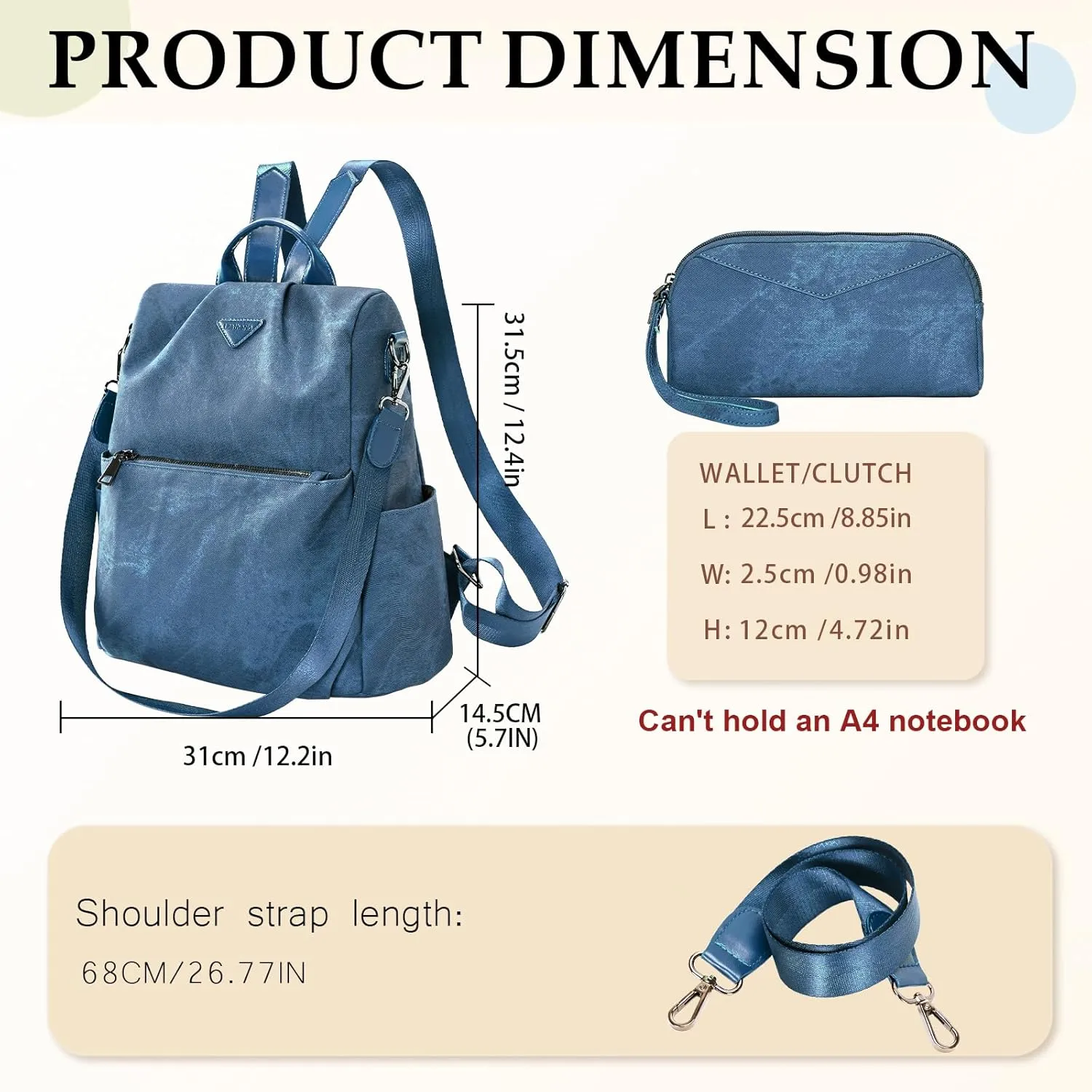 Leathario Women Backpack Purse Anti-Theft Vegan Leather Small Casual Daypack Shoulder Mini Bookbag for College Travel Work