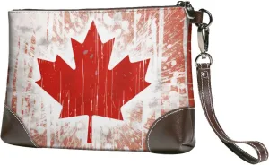 Leather Clutch Bag Funny Print Elegant Versatile Large Wallet Purse, Gifts for Women (Canada Flag)
