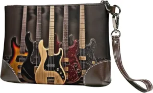Leather Clutch Bag Funny Print Elegant Versatile Large Wallet Purse, Gifts for Women (Guitar Bass Music Musical Instruments)