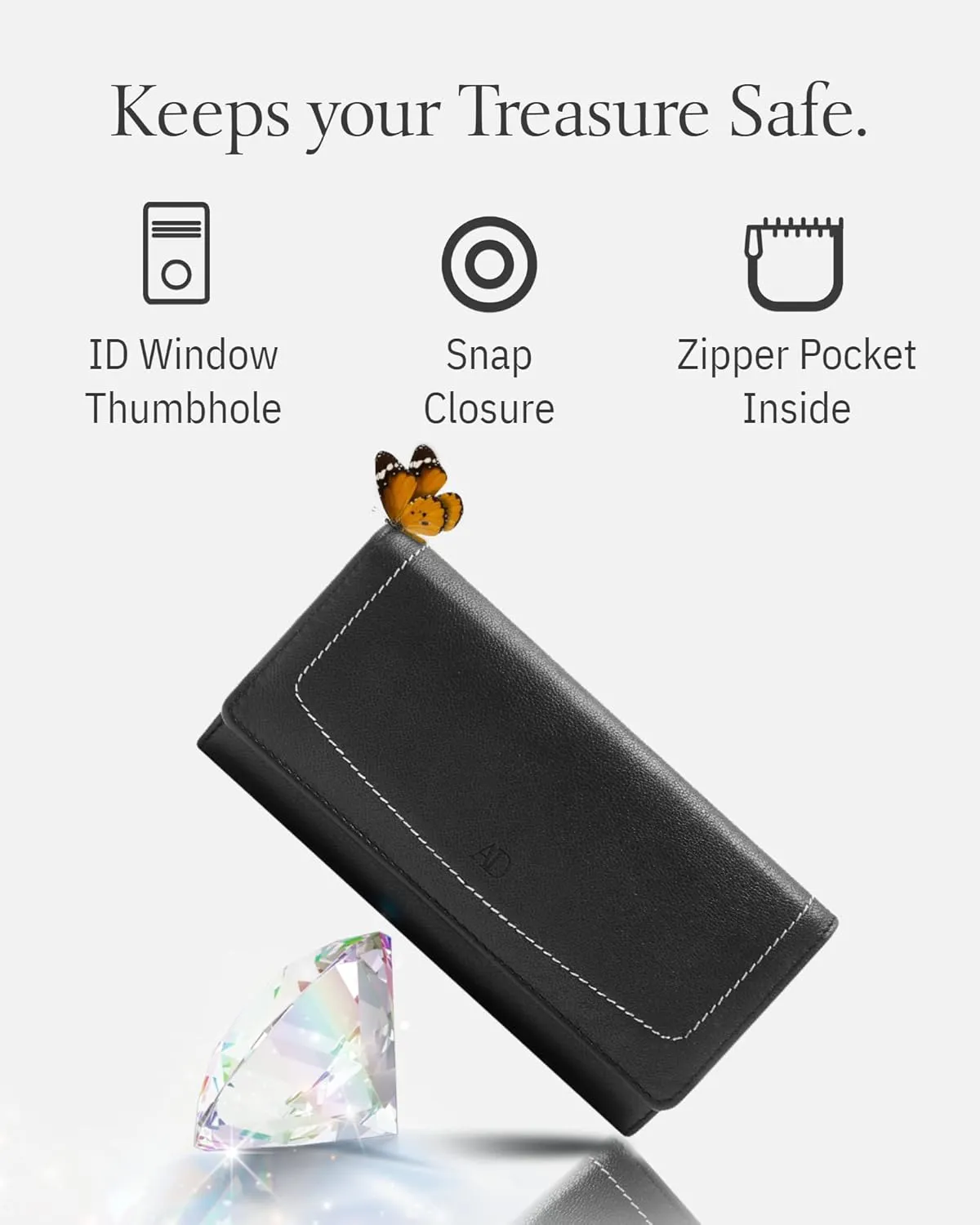 Leather Clutch RFID Wallets For Women - Big Womens Wallet Accordion Purse Organizer Zip Coin Pouch Gifts For Women