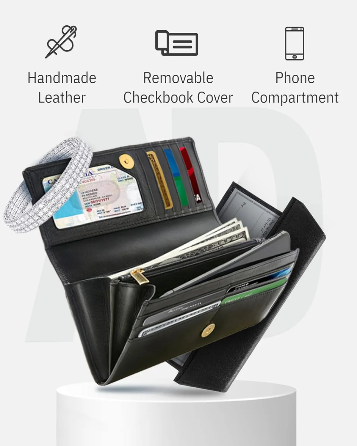 Leather Clutch RFID Wallets For Women - Big Womens Wallet Accordion Purse Organizer Zip Coin Pouch Gifts For Women
