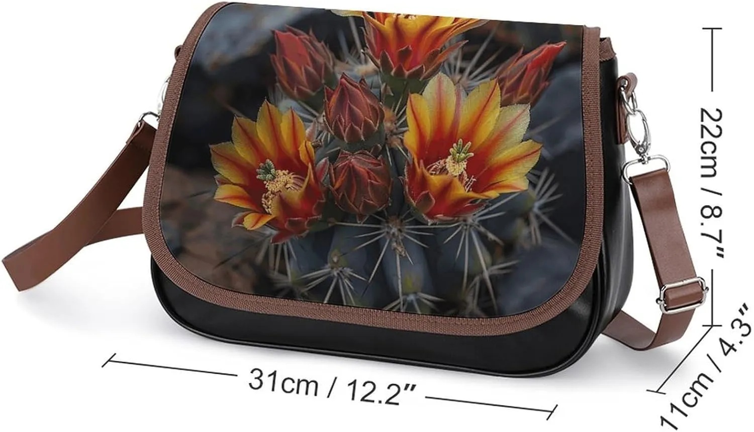 Leather Crossbody Bag for Women Small Pine Branch Detachable Strap Handbags Travel Purse Shoulder Bag for Daily Use