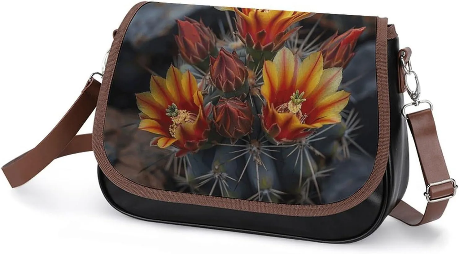 Leather Crossbody Bag for Women Small Pine Branch Detachable Strap Handbags Travel Purse Shoulder Bag for Daily Use