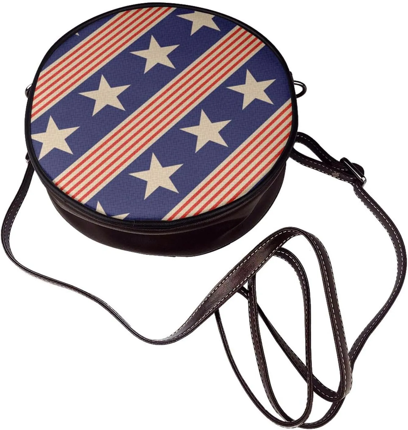 Leather Crossbody Bags for Women, Circle Purse Shoulder Bag, Fashion Round Handbag for Travel, Adjustable Strap