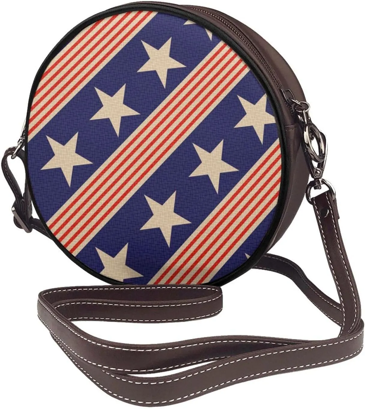 Leather Crossbody Bags for Women, Circle Purse Shoulder Bag, Fashion Round Handbag for Travel, Adjustable Strap
