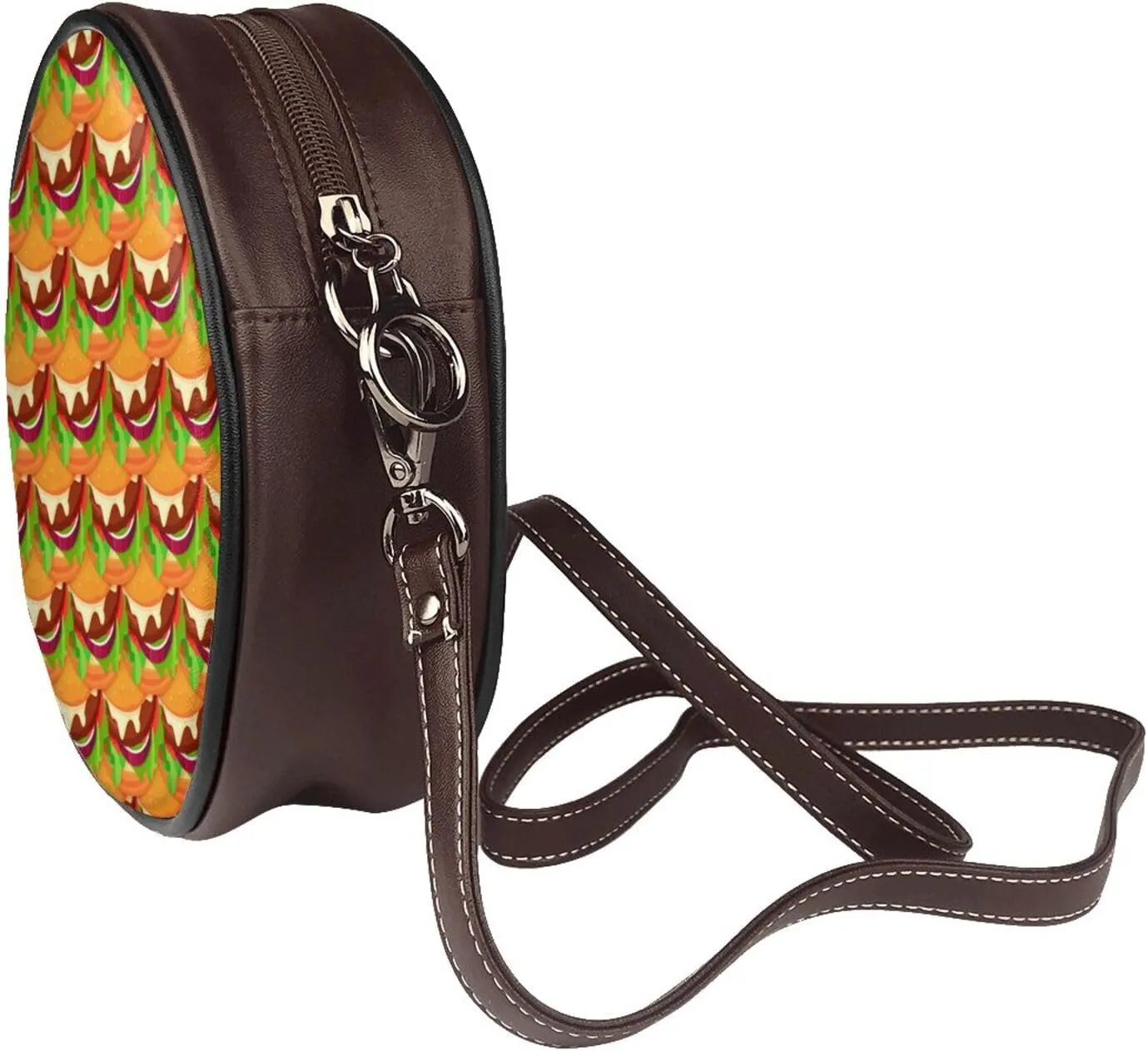 Leather Crossbody Bags for Women, Circle Purse Shoulder Bag, Fashion Round Handbag for Travel, Adjustable Strap