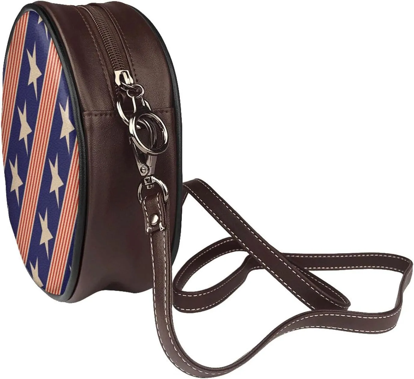 Leather Crossbody Bags for Women, Circle Purse Shoulder Bag, Fashion Round Handbag for Travel, Adjustable Strap