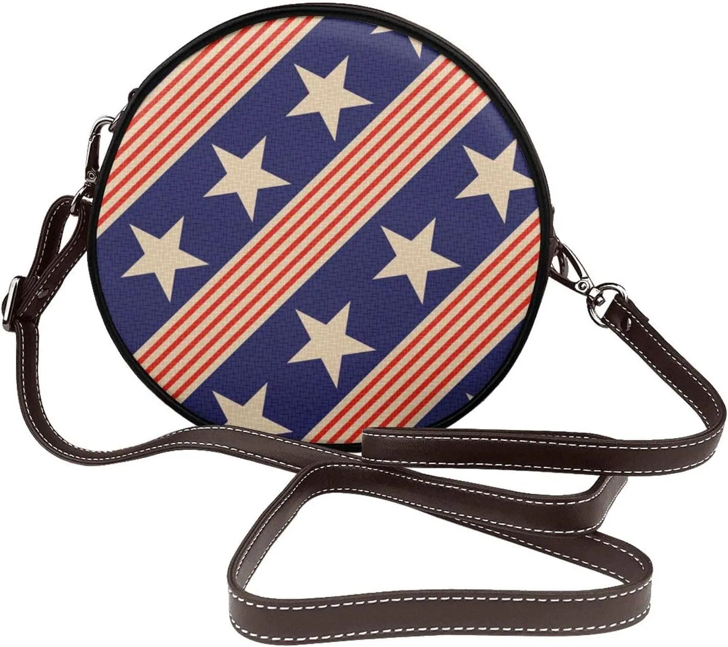 Leather Crossbody Bags for Women, Circle Purse Shoulder Bag, Fashion Round Handbag for Travel, Adjustable Strap
