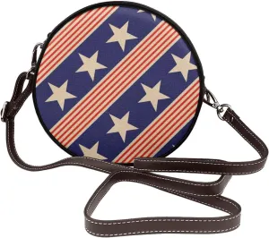 Leather Crossbody Bags for Women, Circle Purse Shoulder Bag, Fashion Round Handbag for Travel, Adjustable Strap