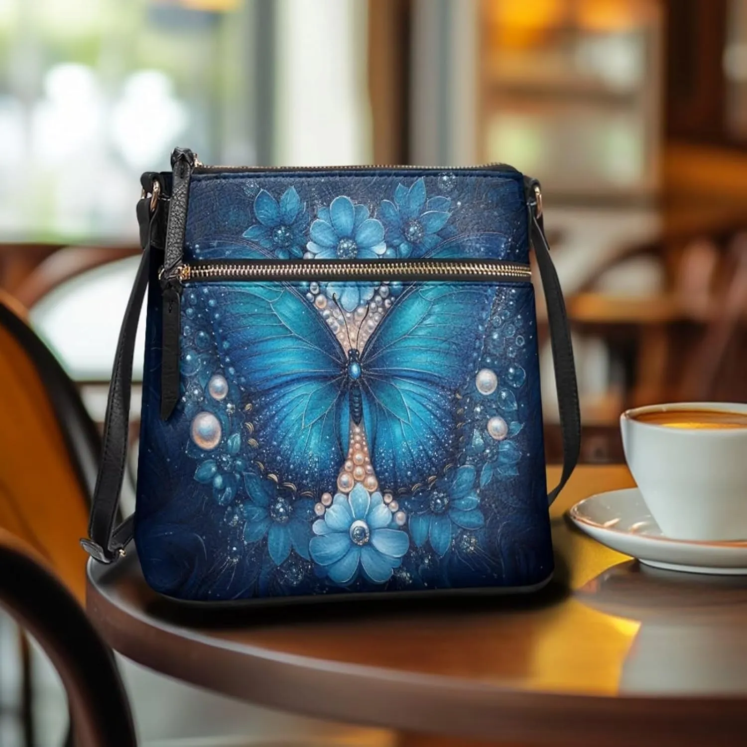 Leather Crossbody Bags for Women Tote Bag with Zipper Waterproof Shoulder Bag Travel Work Soft Handbag