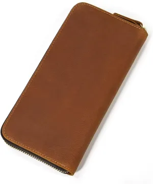 Leather Embossed Hand Baotou Layer Cowhide Long Purse Purse Vintage Purse