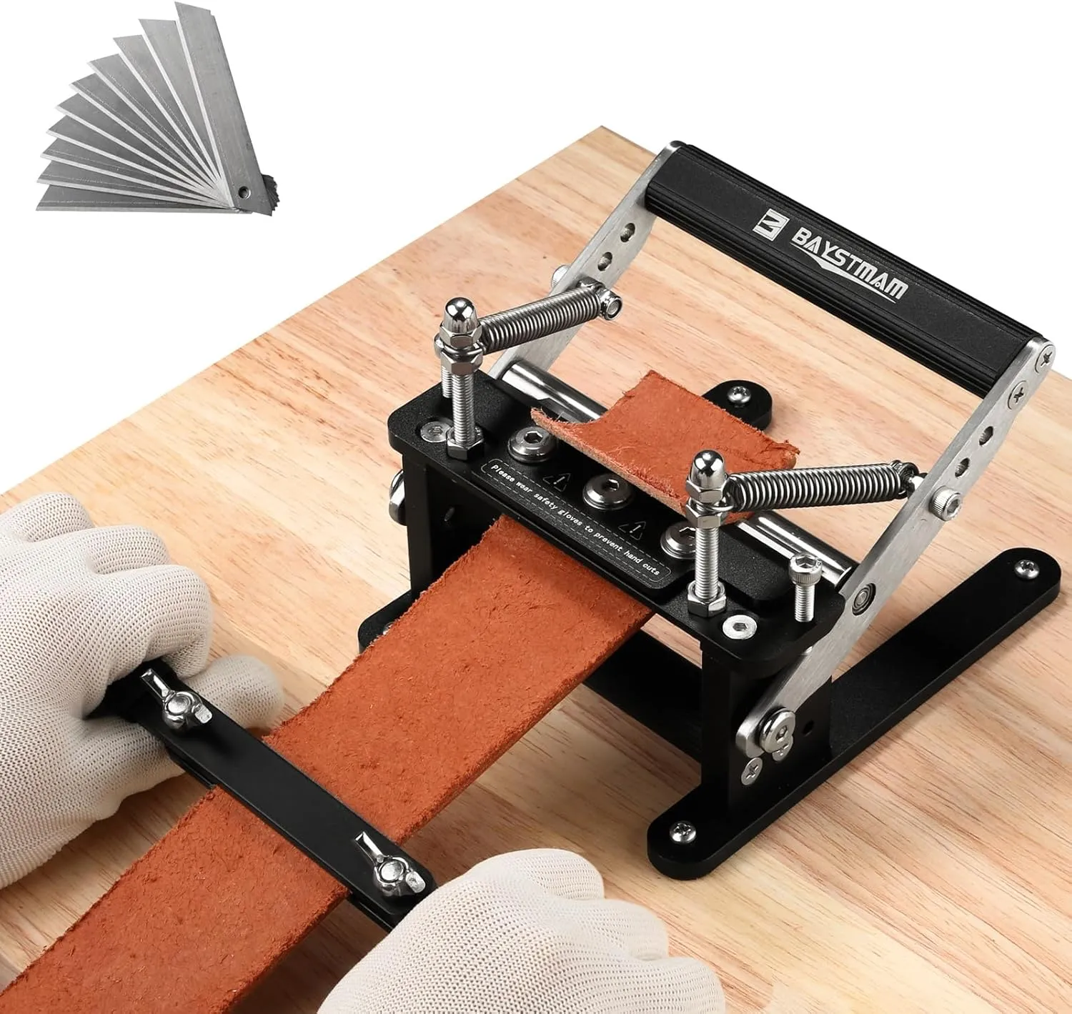 Leather Skiver Leather Splitter with Pulling Handle,Leather Peeling Machine, Leather Skiver, Aluminum Made,Leather Skiving Leather Working Tools with Blades for DIY Leather Work Leather Thinning Craft