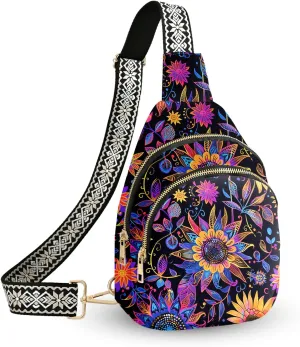 Leather Sling Bag Small Crossbody Backpack Travel Shoulder Pack Hiking Adjustable Chest Daypack for Women