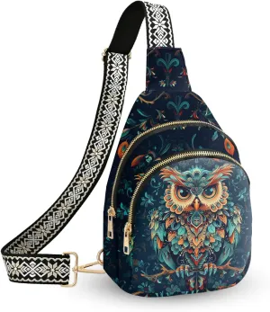Leather Sling Bag Small Crossbody Backpack Travel Shoulder Pack Hiking Adjustable Chest Daypack for Women