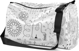 Leather Sport Gym Bag Chemical Instrument Pattern Weekender Bag for Women and Men Carry On Bag Experimental Instruments Travel Duffel Bag