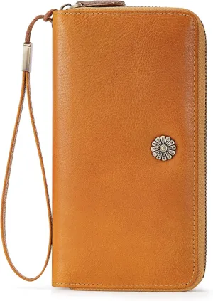 Leather Wallet For Women RFID Blocking Wallet Women Large Capacity Wristlet Clutch Wallets Credit Card Holder Purse
