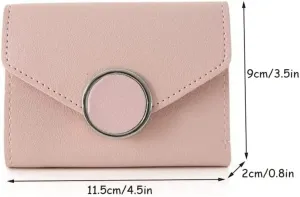 Leather Wallet Pu Leather Women's Wallet Fashion Short Purse Clutch Retro Women's Large Capacity Small Coin Pocket Large Capacity (Red,9x11.5cm)