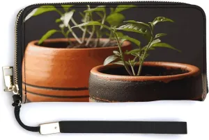 Leather Wallets Waterproof Zip Around Clutch Bag Small Clay Pot Credit Card Holder Clutch Purse for Women Ladies