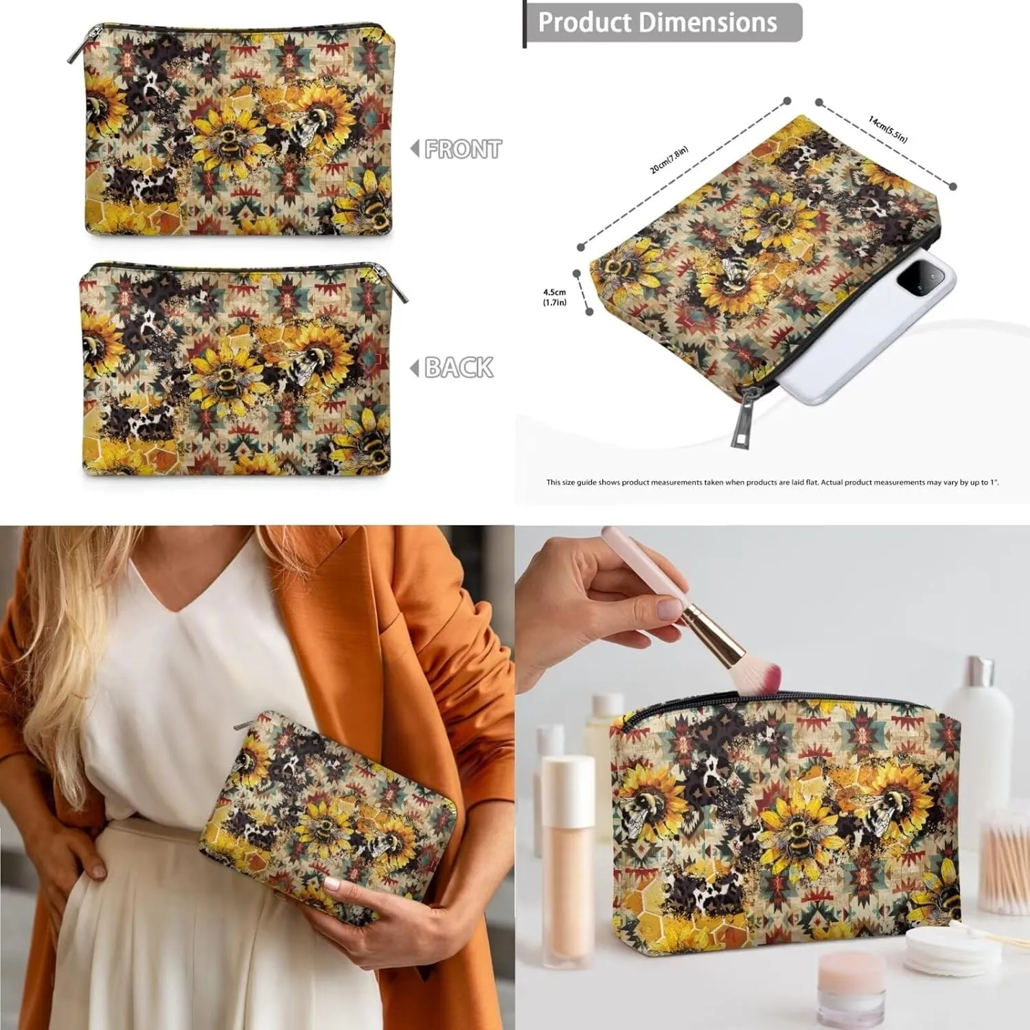 Leather Work Bag for Women Tote Bags with Clutch Makeup Travel Bag and Long Wallet 3 Piece Set