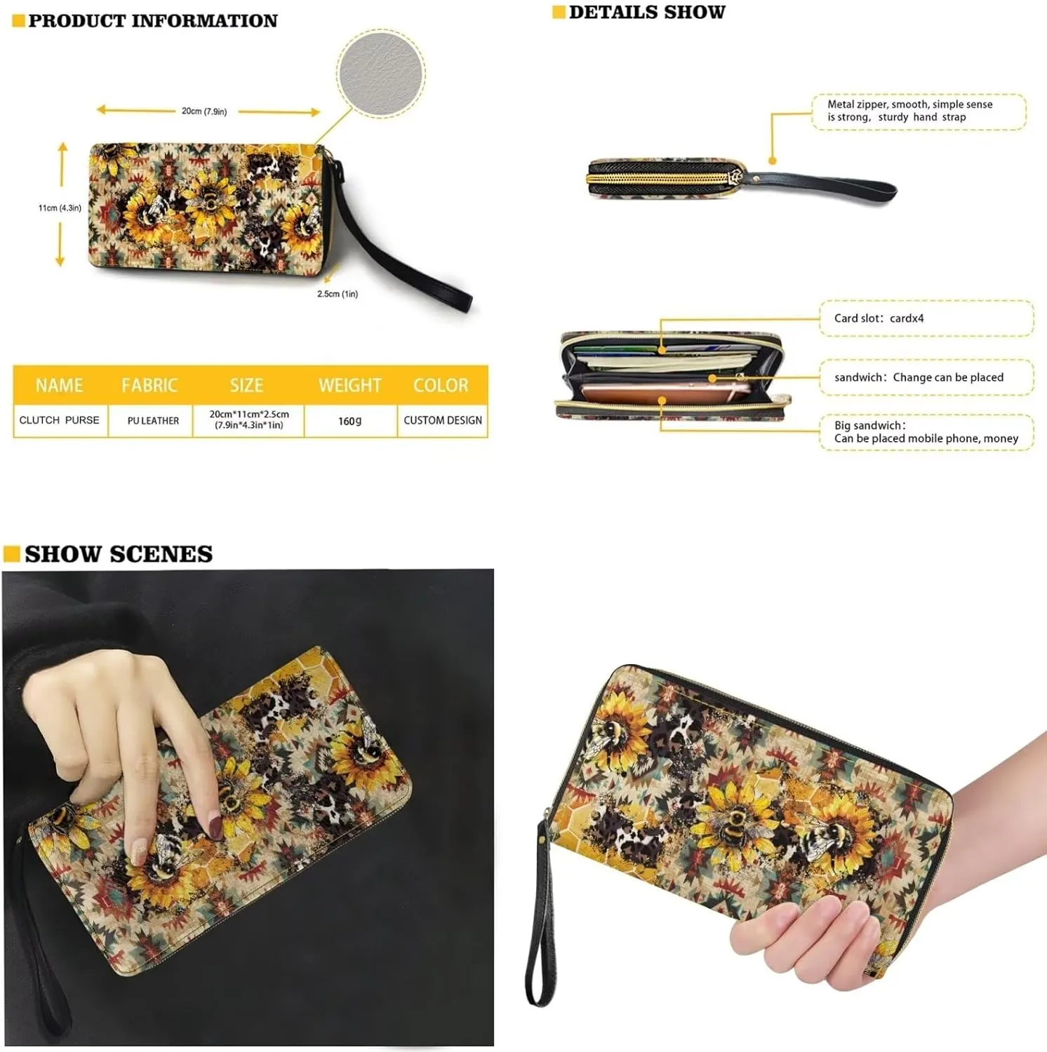 Leather Work Bag for Women Tote Bags with Clutch Makeup Travel Bag and Long Wallet 3 Piece Set