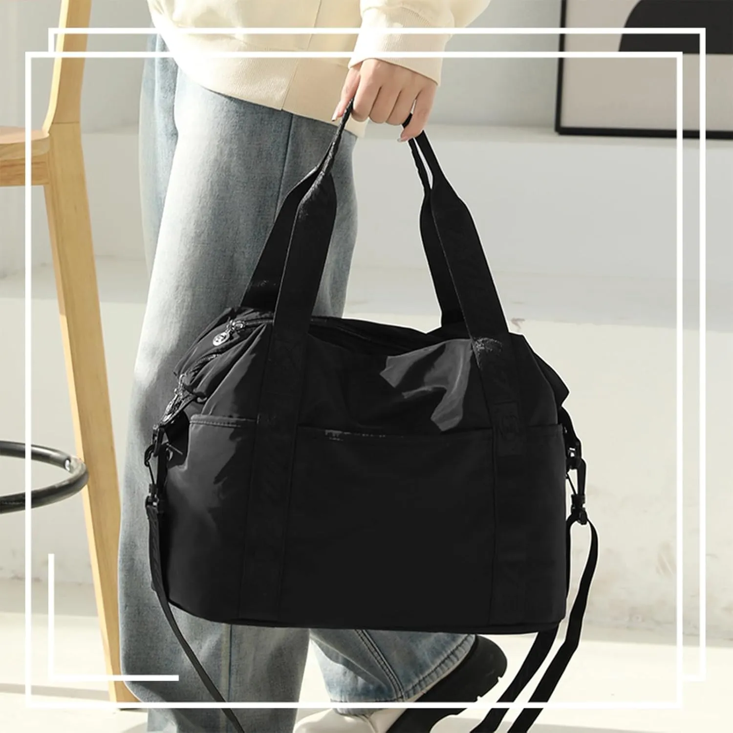 LENGO Women's Lightweight Crossbody Gym Bag - Large Capacity Tote Shoulder Bag for Sports, Travel, and Daily Use