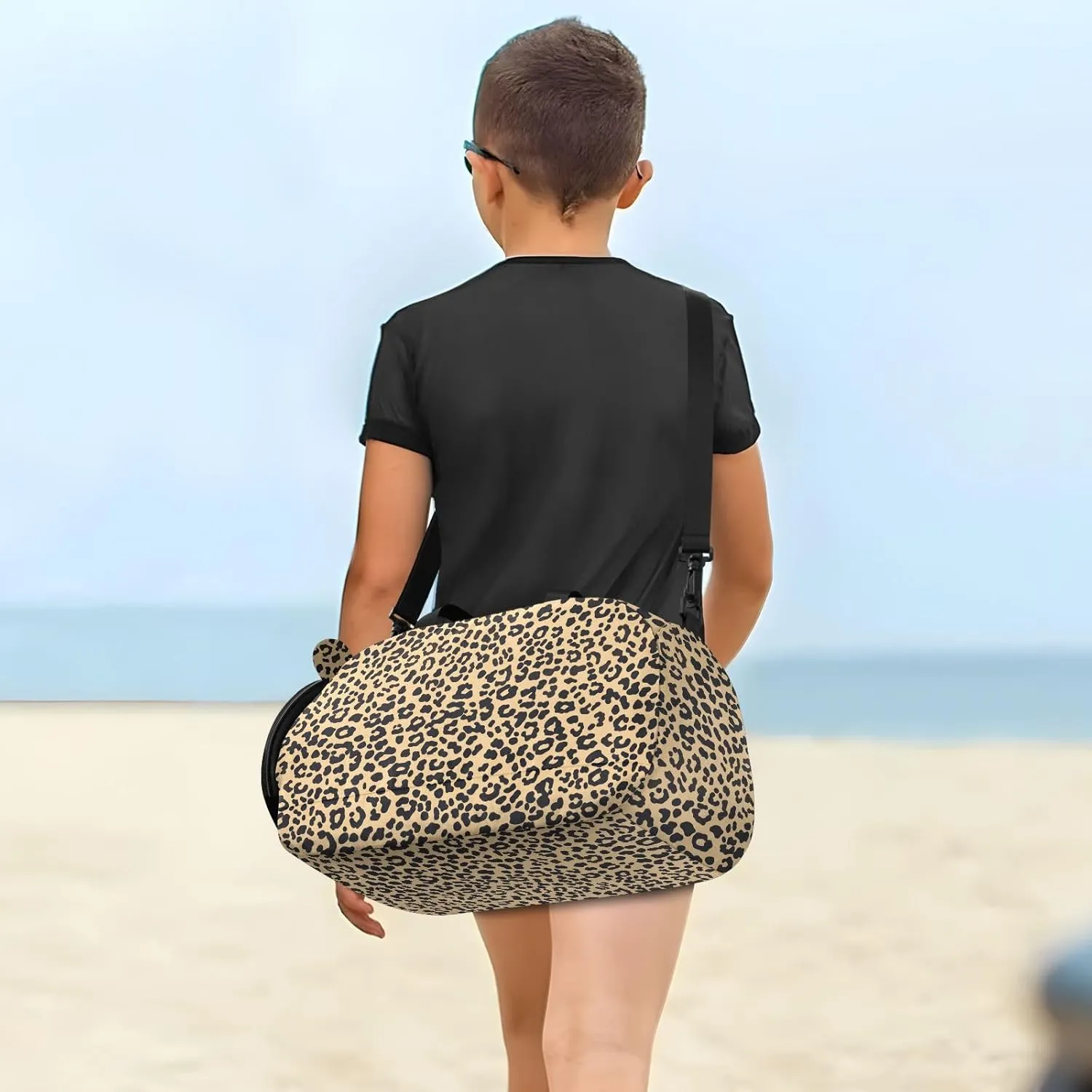 Leopard Print Pattern Background Seamless Repeating Small Black Crossbody Purse with Shoes Compartment Practical Over Shoulder Purse for Go shopping